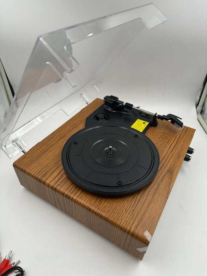 Gramofon w stylu vintage z Bluetooth, 3 prędkości Głośniki wbudowane