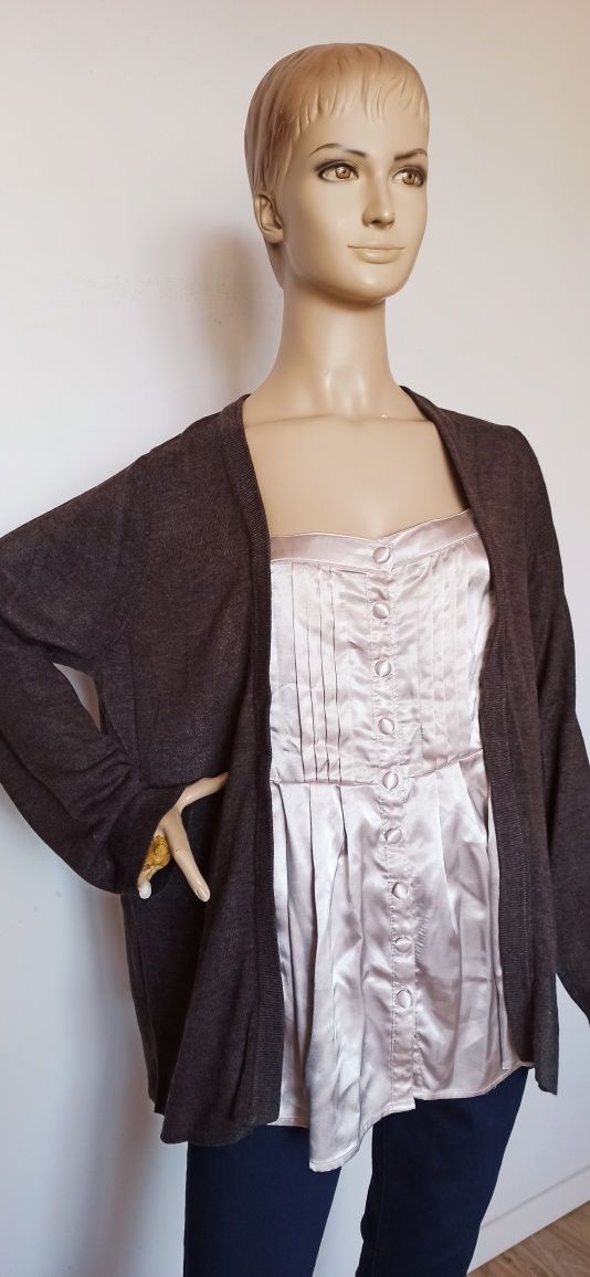 Sg Sweter damski 48 , Brązowy sweter 48 wraz z bluzką