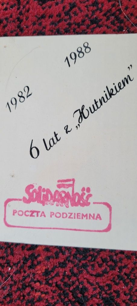 Solidarność 6 lat z "Hutnikiem" pocztą podziemna koperta