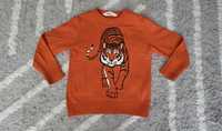 98/104 H&M pomarańczowy sweter tygrys tiger nowy