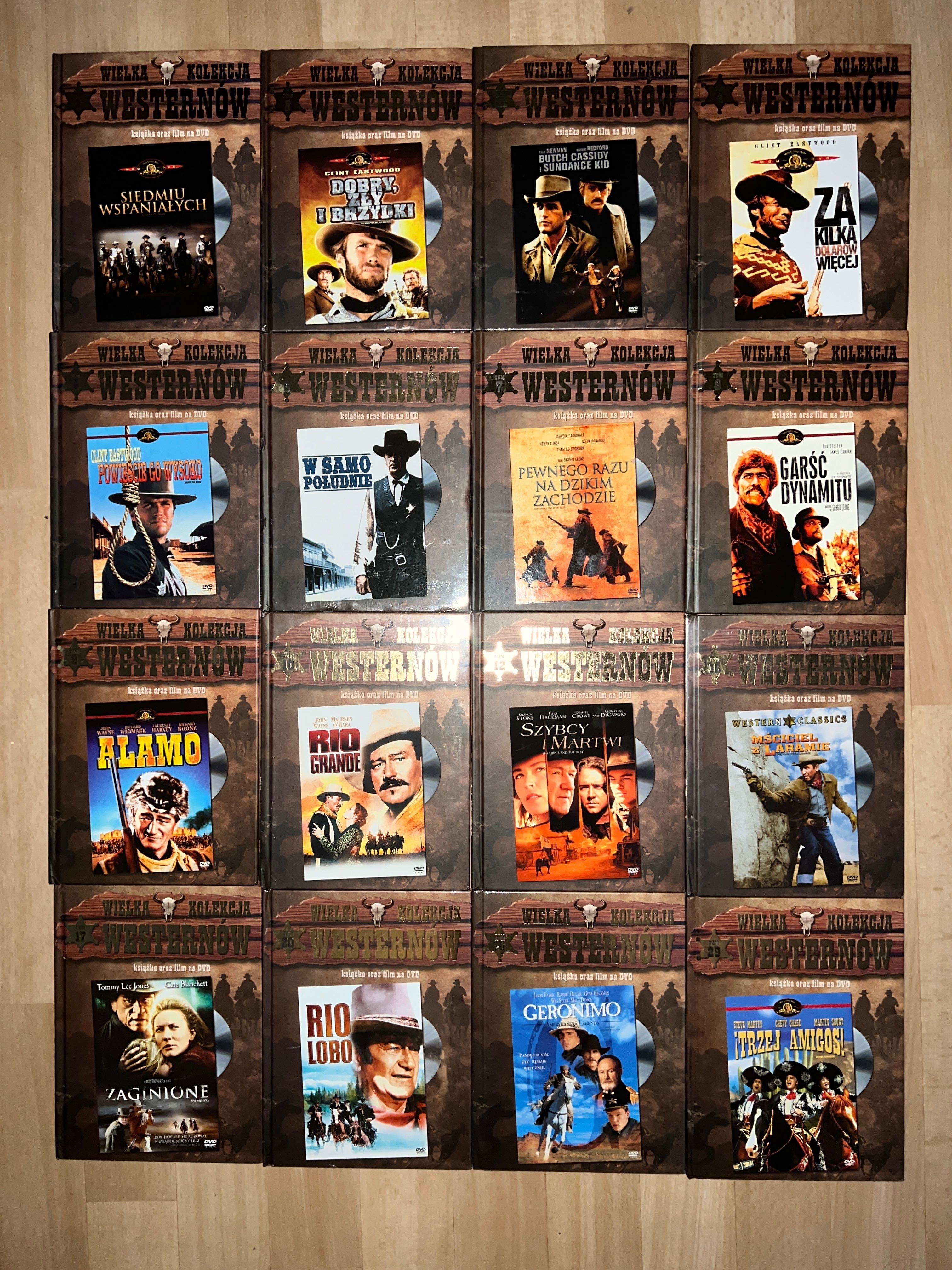 WIELKA KOLEKCJA WESTERNÓW książki oraz filmy na DVD, połowa w foliach