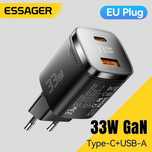 Зарядний пристрій Essager 33W GaN. Дисплей. Швидка зарядка USB Type-C