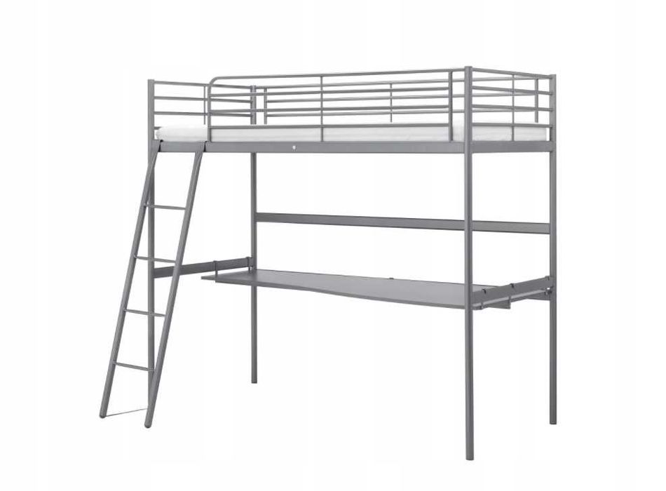 IKEA SVARTA Rama łóżka na antresoli z blatem i materacem 90/200