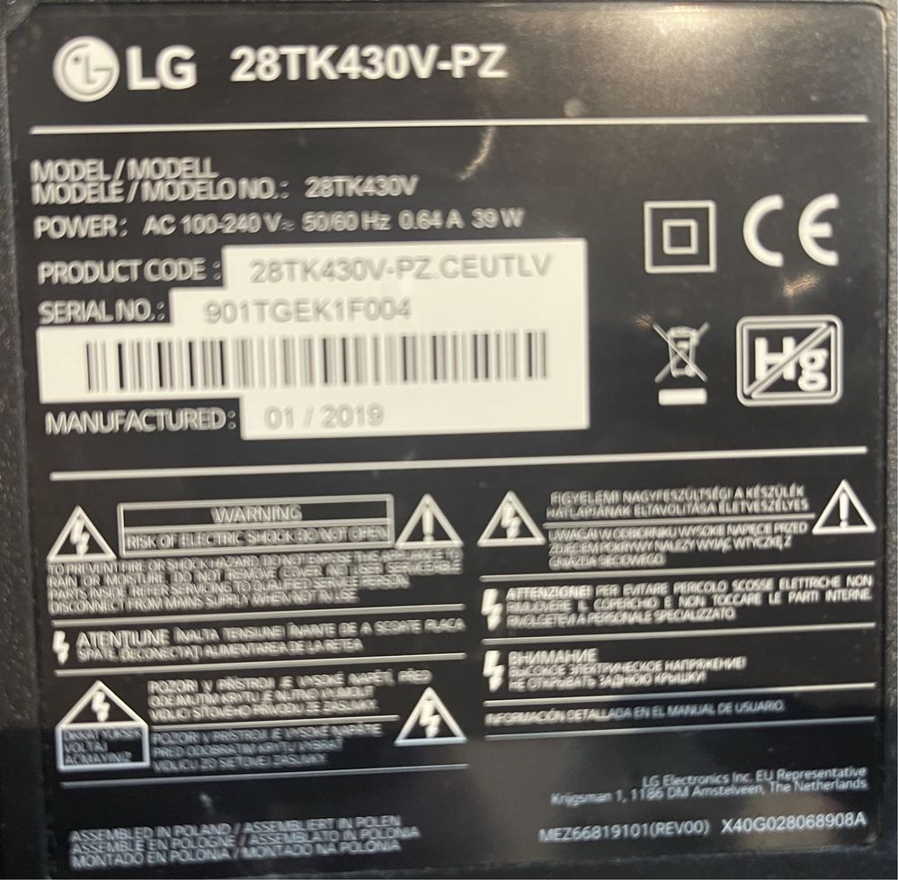 Peças LG 28TK430V-PZ