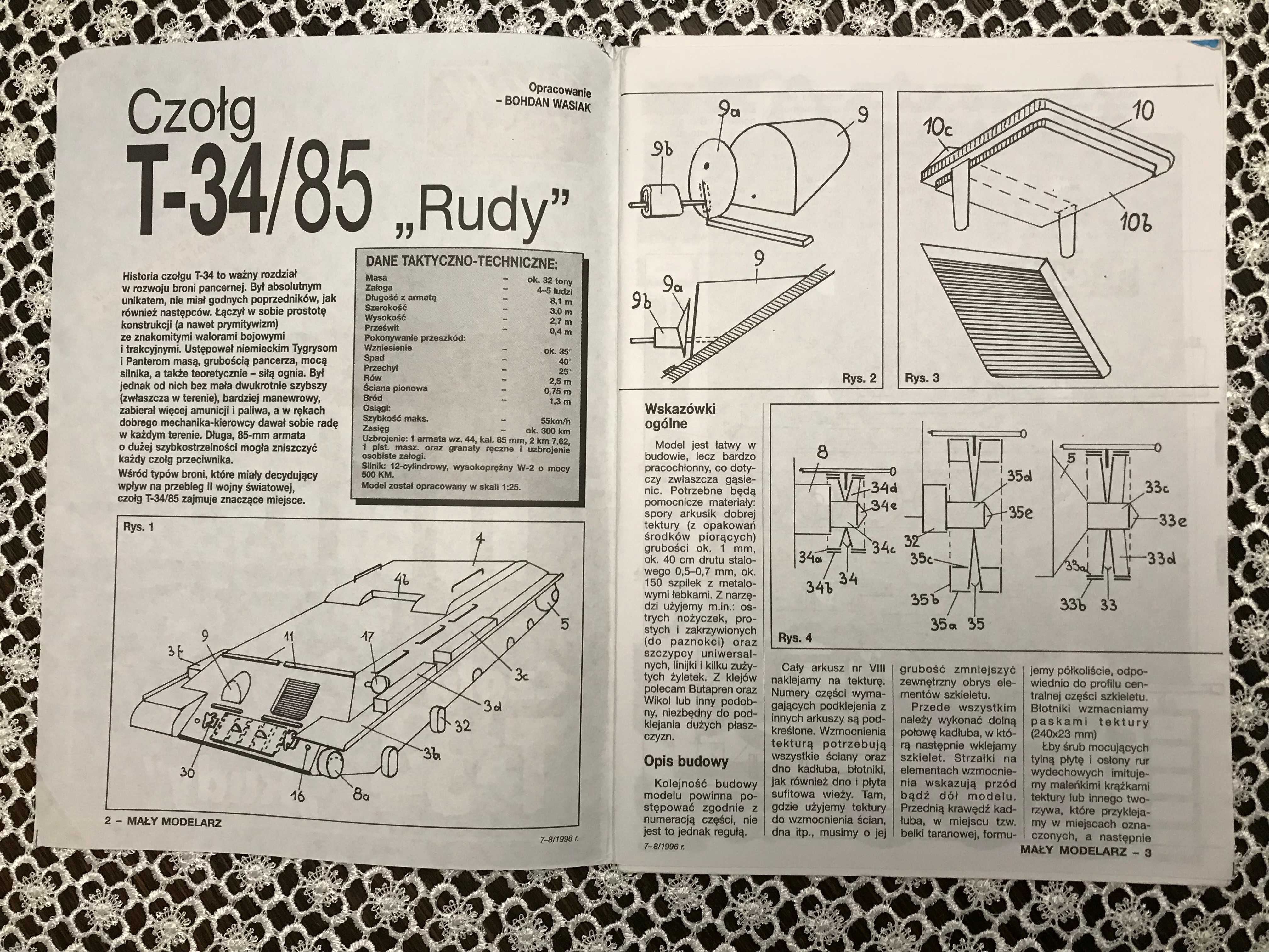 Mały Modelarz rok.1996, 07-08, Czołg T-34 "Rudy"