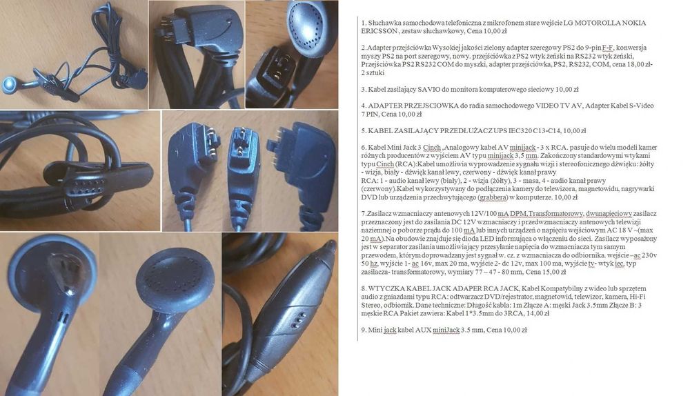 słuchawka adapter mikrofon przejściówka wtyczka mini jack