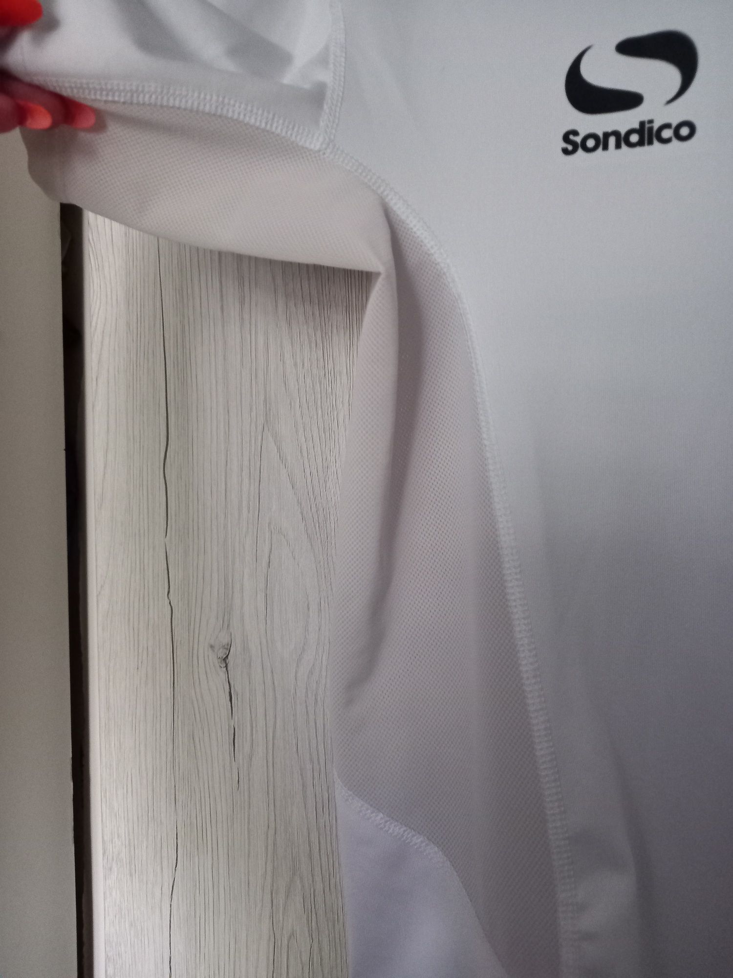 Sondico biala koszulka treningowa na krótki rękaw z siatką po bokach L