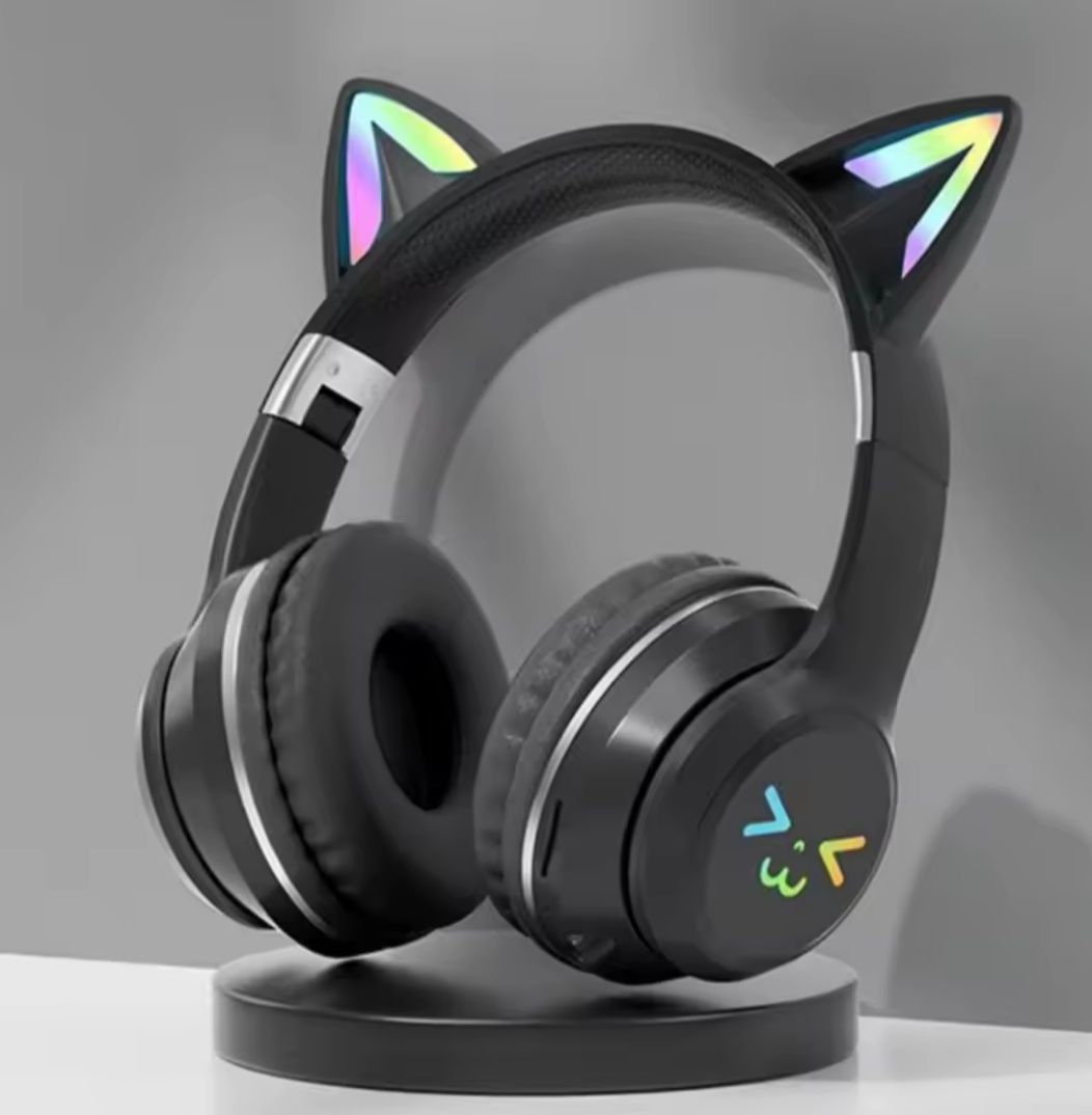Bluetooth наушники з LED підсвіткою та вушками