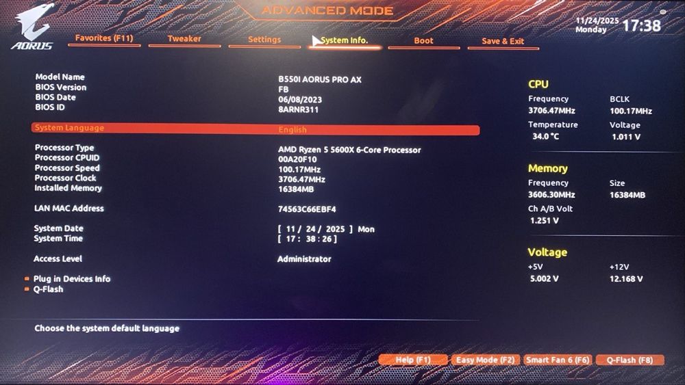 Gigabyte B550I Aorus Pro AX