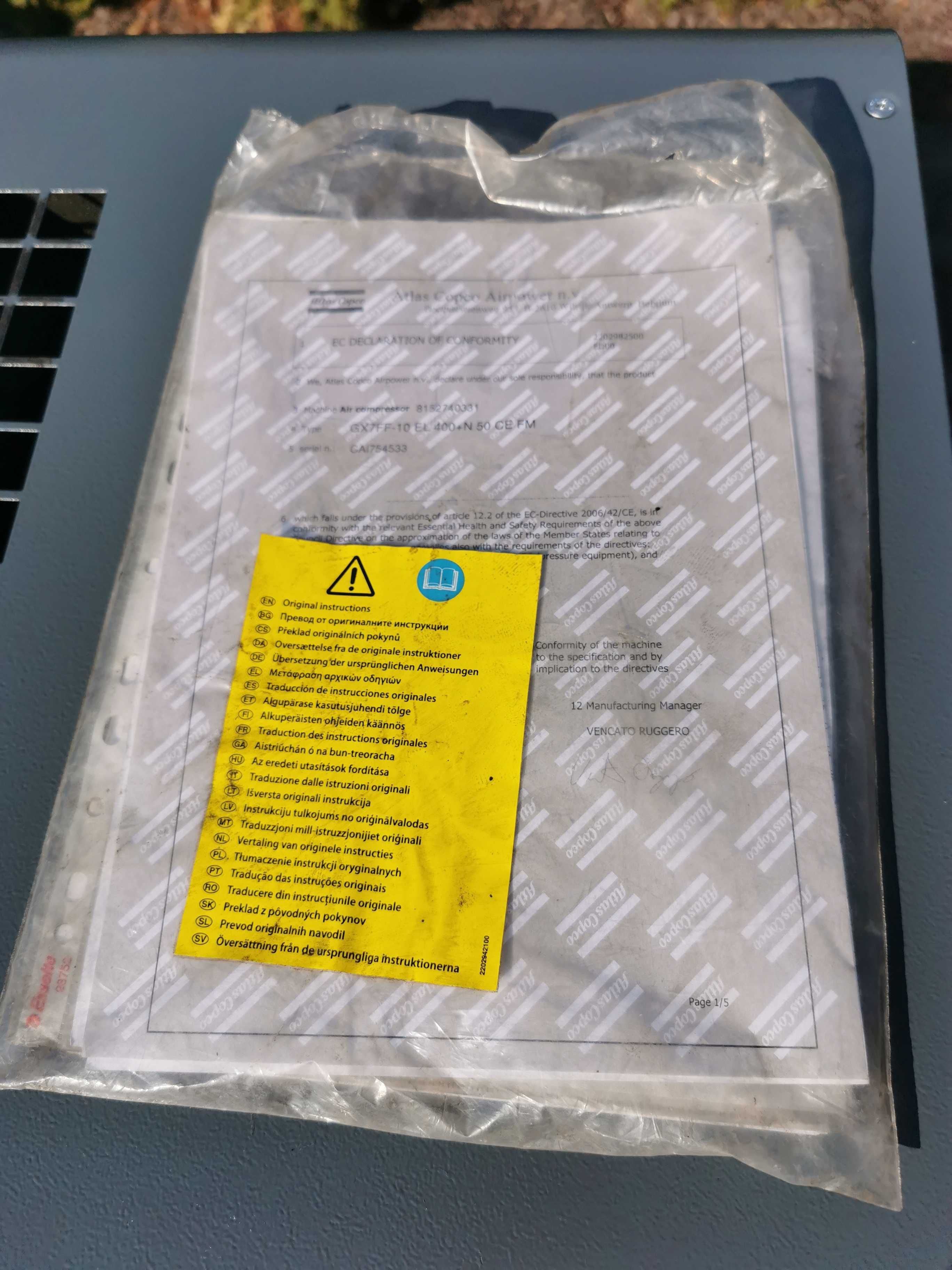 7.5kw 1000l/min Sprężarka śrubowa ATLAS COPCO GX7FF 10 bar +OSUSZACZ