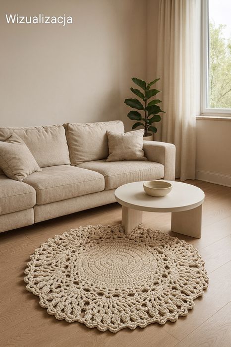 Dywanik ażurowy handmade ze sznurka bawełnianego
