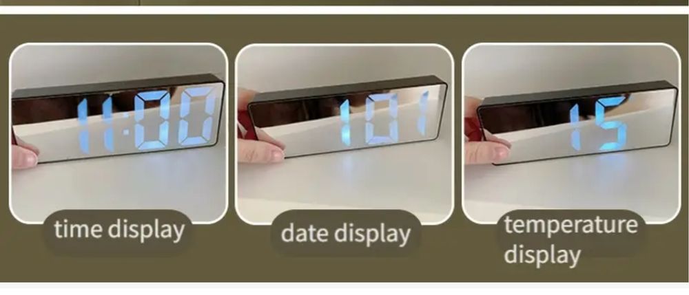Електронний настільний годинник з будильником і термометром