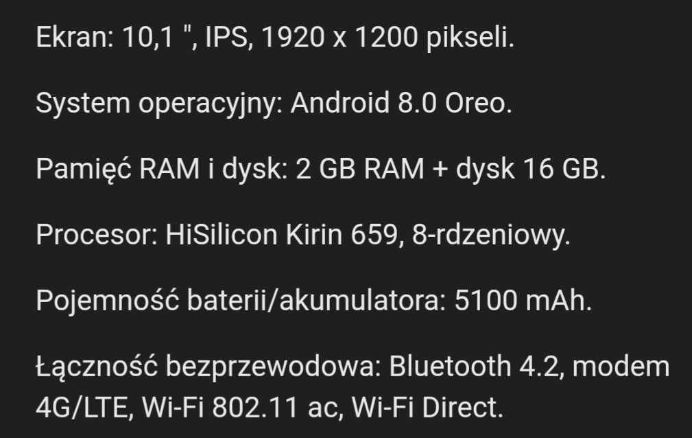 Tablet HUAWEI Media Pad T5 Full HD jak nowy