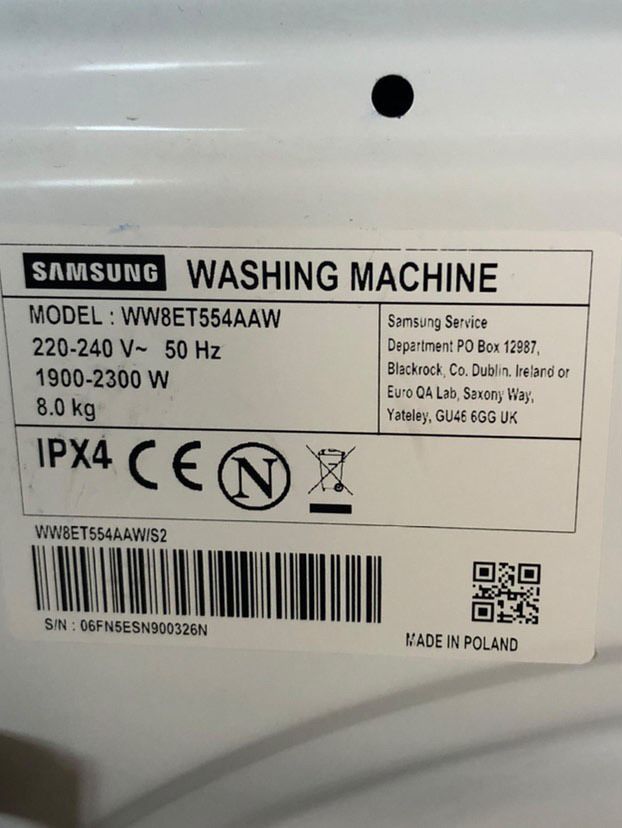 Пральна машина Samsung на 8 кг з дозагрузкою WW8ET554AAW
