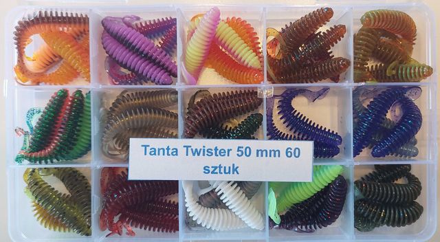 Tanta Twister 5 cm 50 mm 1 g - 60 sztuk - zestaw #tanta #okoń