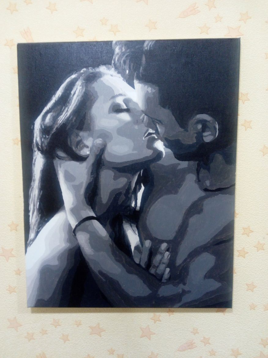 Картина готовая по номерам "Страстный поцелуй" 40х50