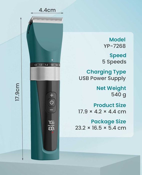 ONEISALL YP-7268 Bezprzewodowa maszynka dla kota psa 1200 mAh IPX7