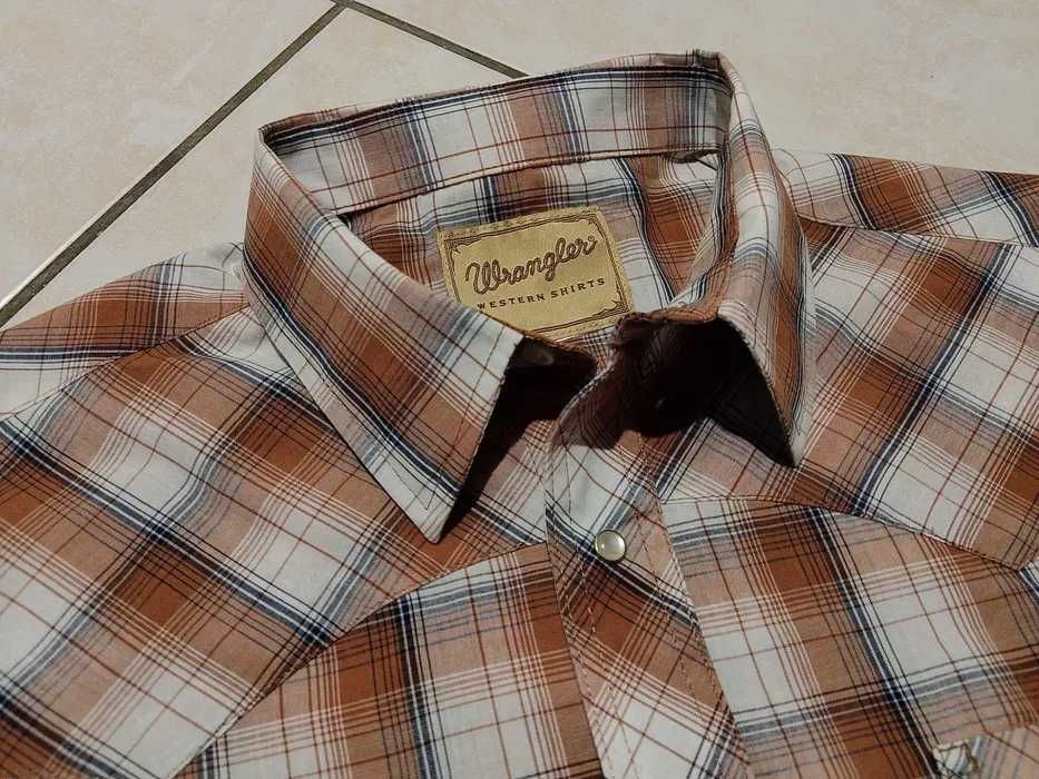 WRANGLER USA - NOWA! Koszula Męska na Zatrzaski krótki rękaw - XXL