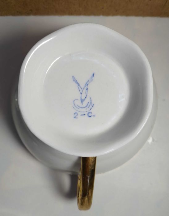 сервиз кофейный фарфор тонкий золочение свадебный Bohemia чехословакия