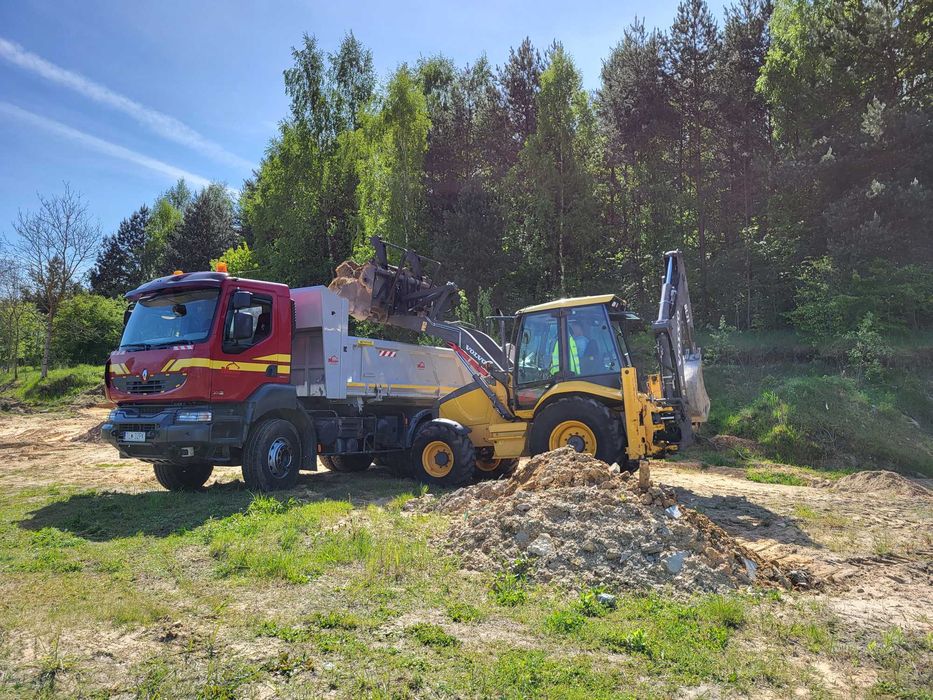 usługi koparko-ładowarka , roboty ziemne , wykopy, wyburzenia , usługi