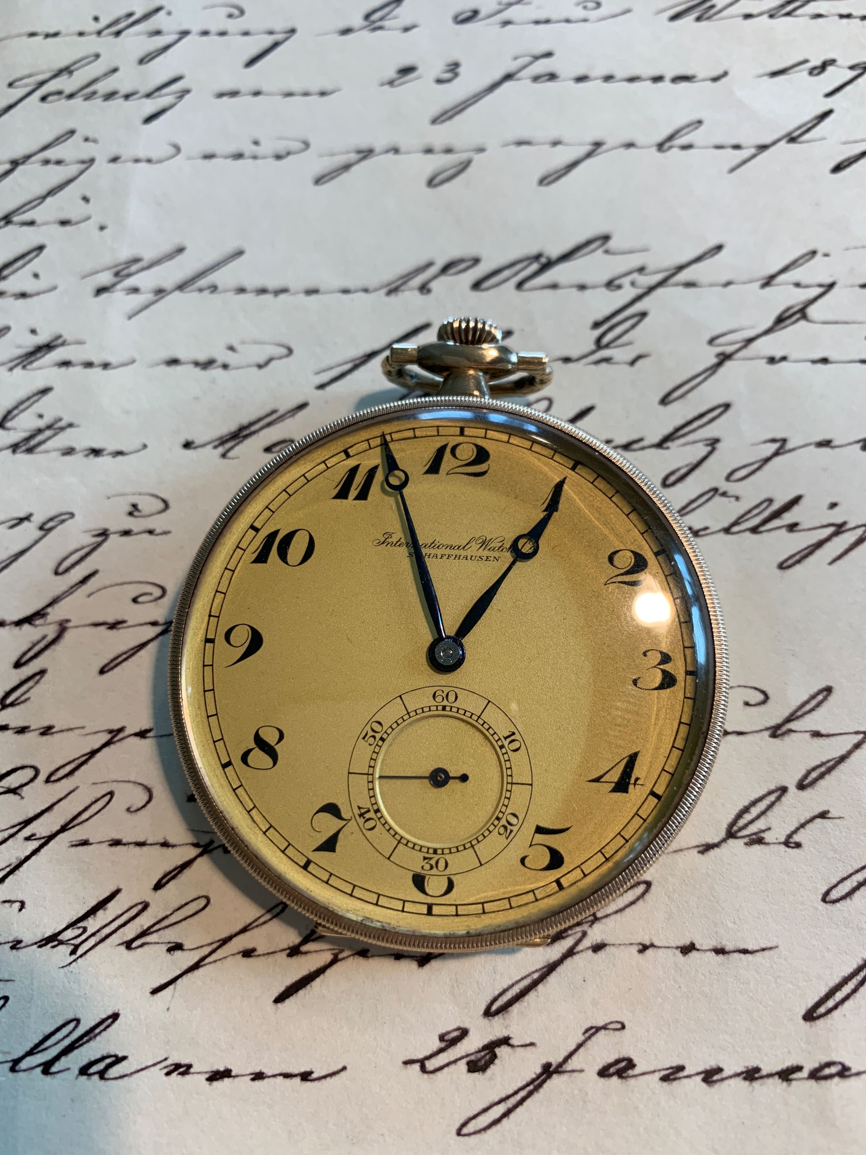 IWC Probus Scafusia Schaffhausen zegarek kieszonkowy, złoty 14K, 1926r