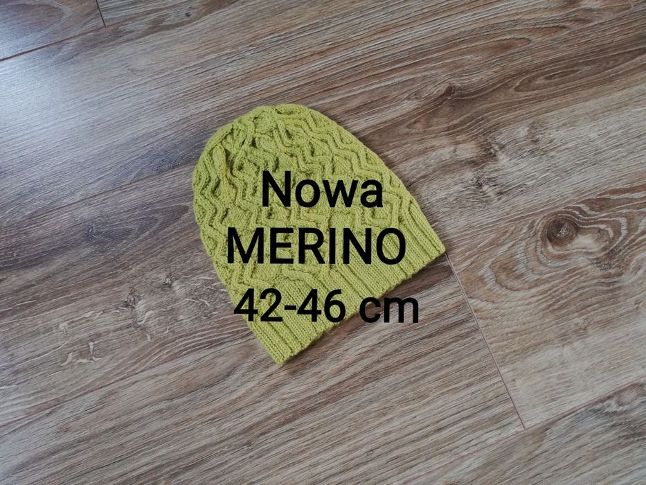 (r. 42-46 cm) wełniana czapka wiosna jesień zima wool merino