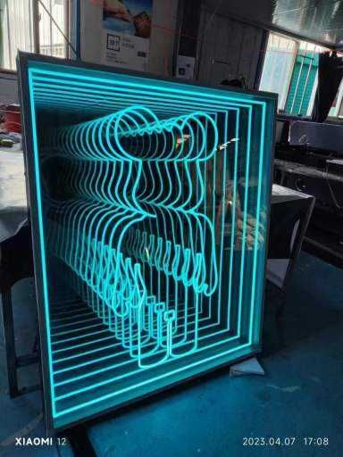 Espelhos Efeito Túnel Infinito Néon LED Personalizados- Fabrico Manual