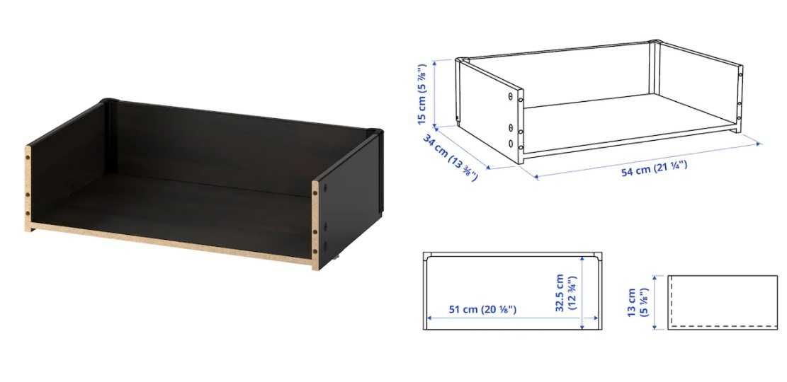 LAPPVIKEN: Conjunto porta e gaveta para móvel BESTA, preto-castanho