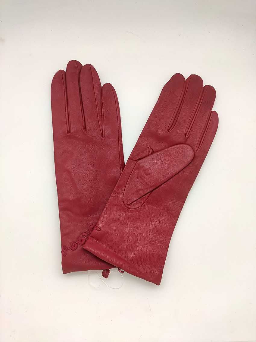 Czerwone skórzane rękawiczki damskie Vip Collection rozmiar 7