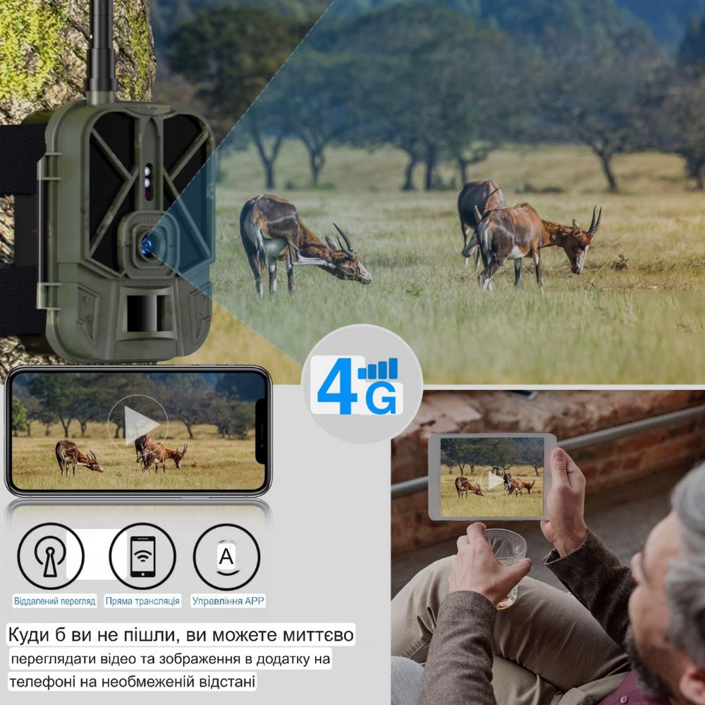 Фотоловушка 4G(sim card) 30Mp с  аккумулятором 10000mAh НС940Pro
