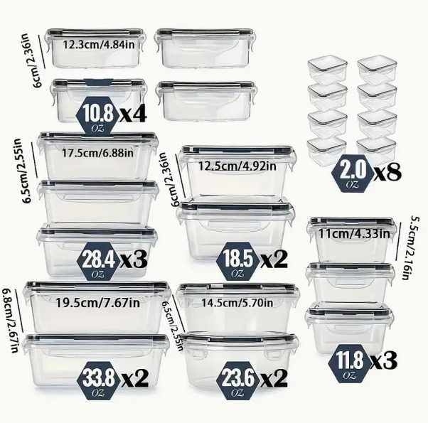 Zestaw 24 Pojemników do Przechowywania, BEZ BPA