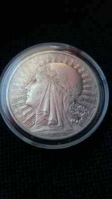 Moneta 10 złotych 1932 bz Babka srebra-srebro antyk.