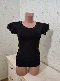 Черная нарядная футболка блузка женская р 44-S