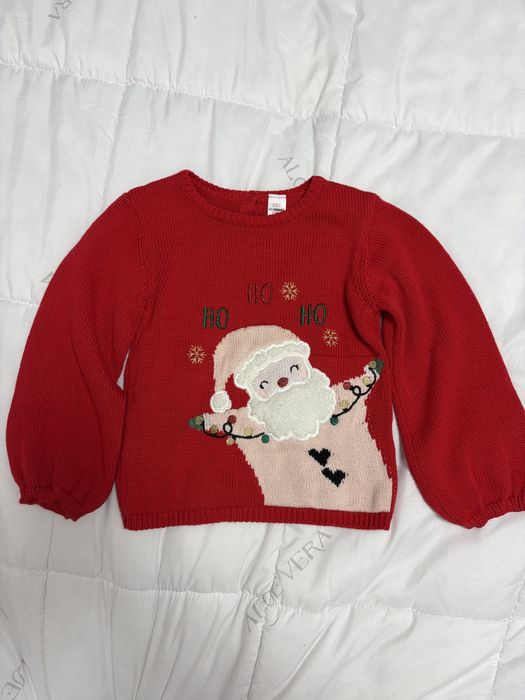 Новорічний червоний зимовий  светрик для дівчинки 98/104 (3-4 роки)
