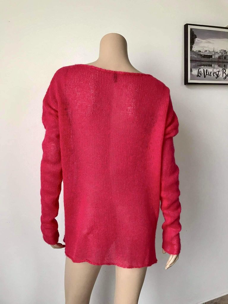 Benetton oversize sweter damski M moher 
30%moher