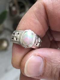 Перстень кольцо мужское опал серебро