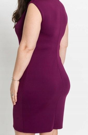 B.P.C dopasowana sukienka haft laserowy śliwkowa 40/42.