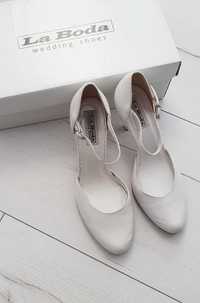 Skórzane buty ślubne firmy La Boda, białe, rozmiar 37