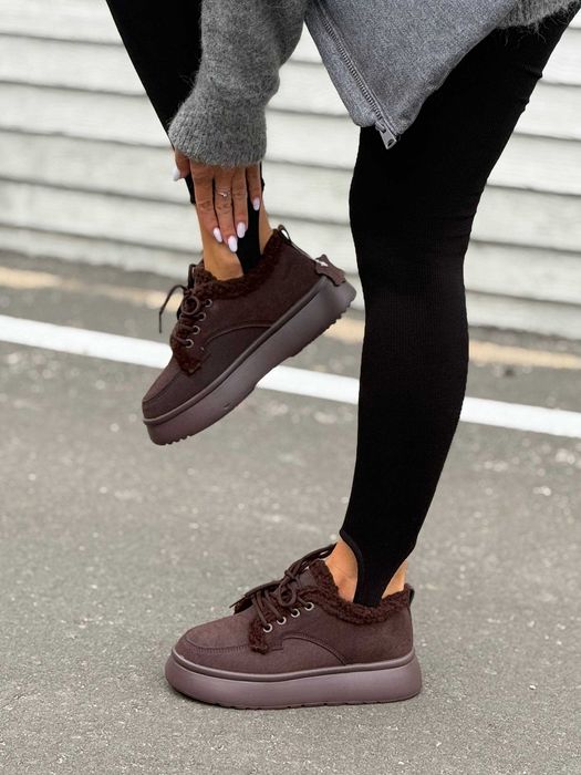 Жіночі зимові черевики на хутрі (36-41) зимові кросівки шоколадні