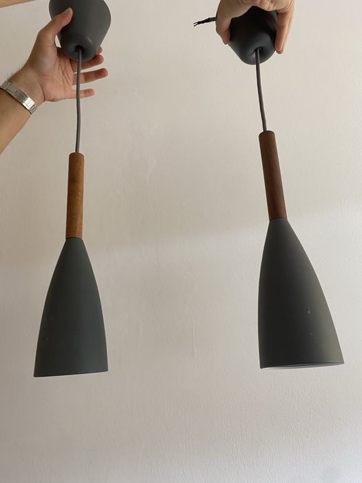 Set de 2 NORDLUX lâmpadas cinzento/madeira
