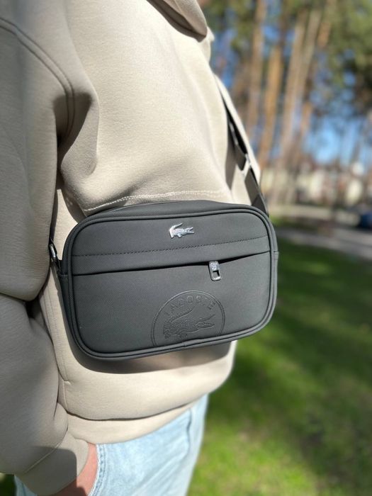Сумка Lacoste/ месенджер лакосте/ барсетка лакосте кожана чорна