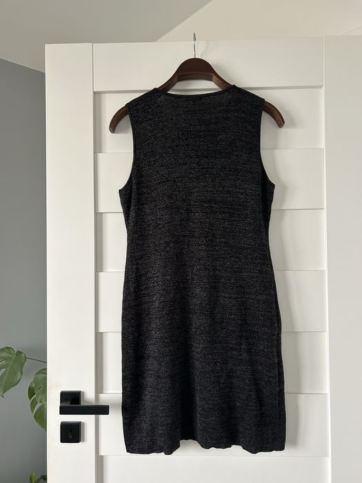 Czarna Sukienka Mini Tunika Solar Metaliczna L 40 Bluzka Bezrękawnik