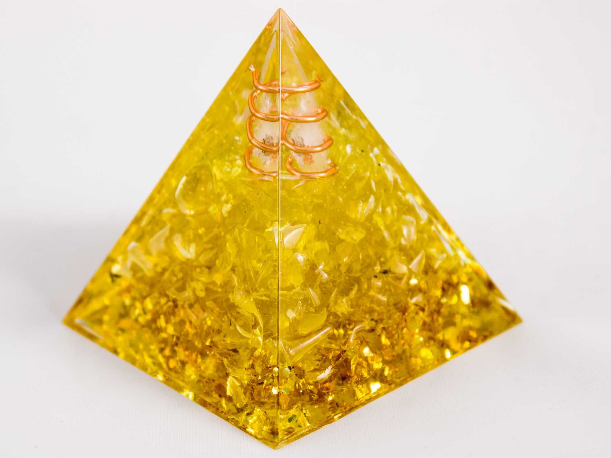 Piękna Piramidka Orgonit Cytryn Kryształ Agat Drzewo Życia Miedź 5 cm