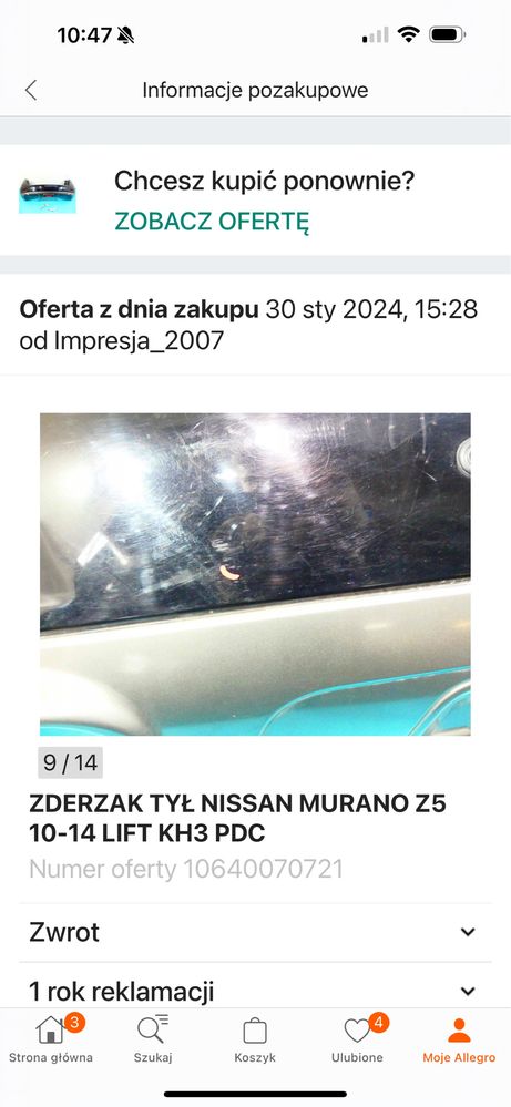 Tylny zderzak Nissan Murano Z 51