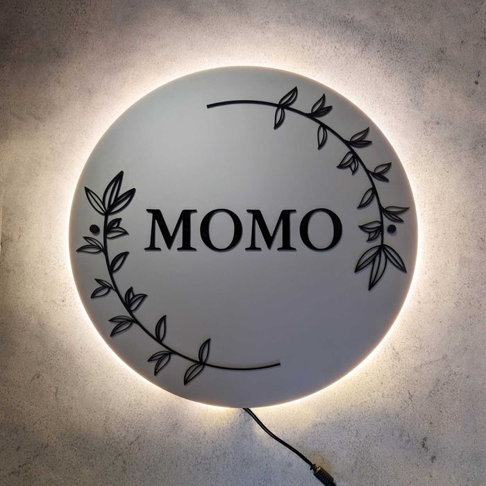 Logo z pleksi szyld reklamowy tablica reklamowa podświetlana okrągła