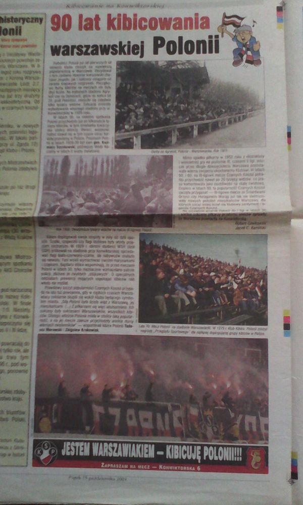 gazeta na 90 lecie Polonia Warszawa 19 października 2001 rok