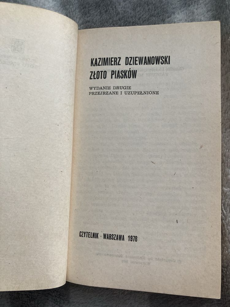 Książka ,.Złoto piasków” Kazimierz Dziewanowski 1978 rok wyd.II