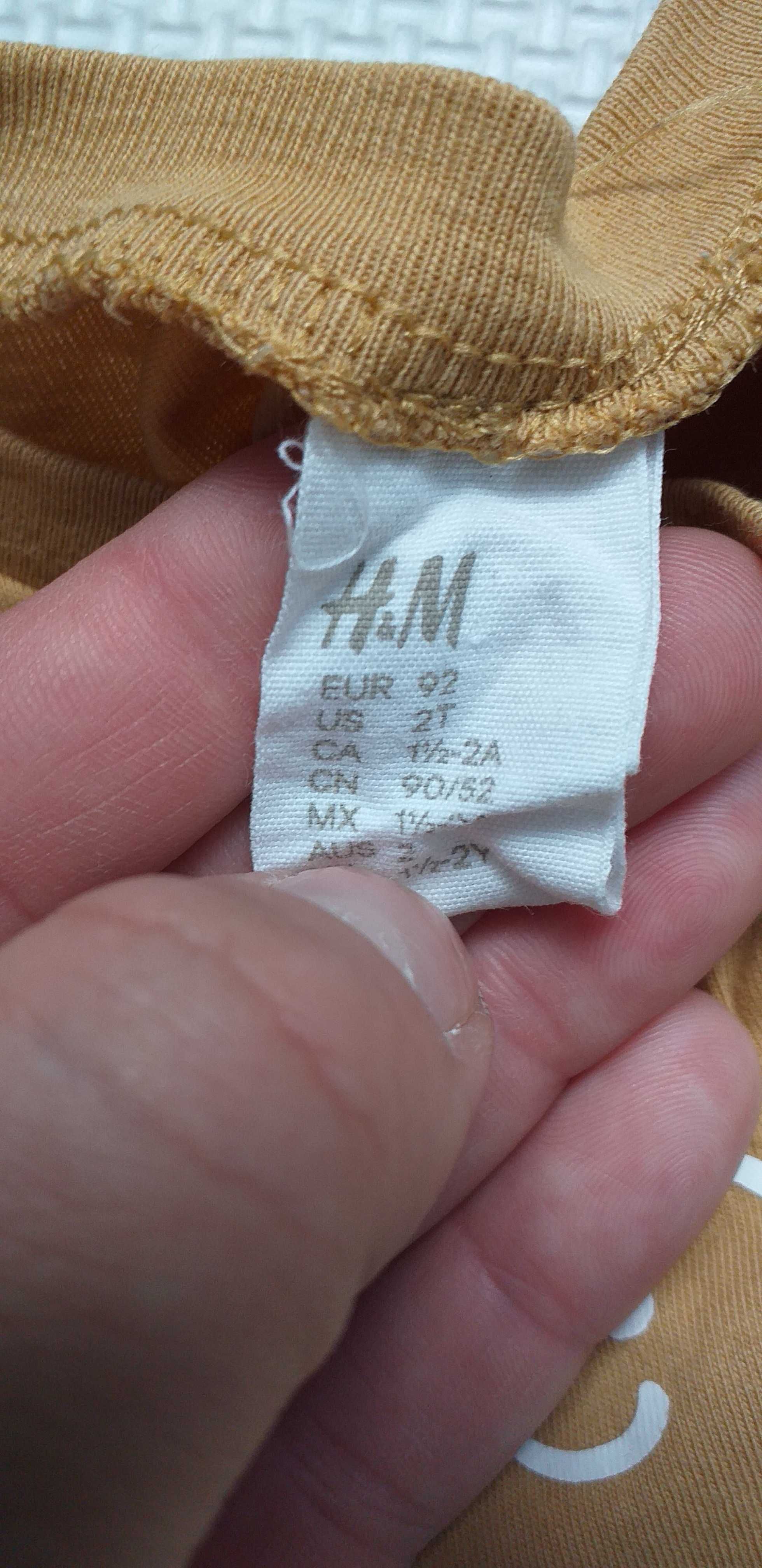 Komplet zestaw spodnie dresowe w koparki bluzka długi rękaw H&M 86-92