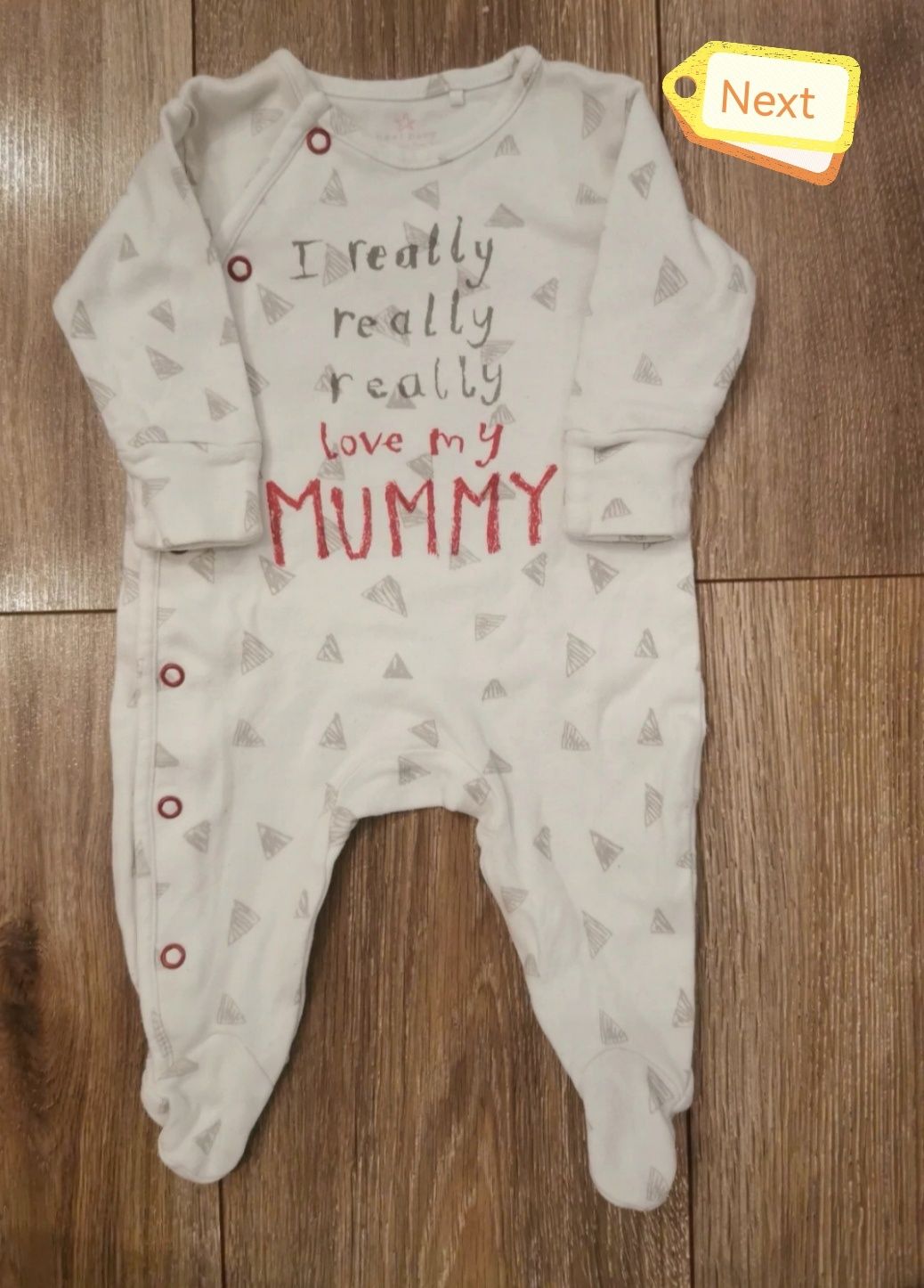 2c pajac pajacyk piżamka Next Mothercare 56 62 uniseks serce mama love