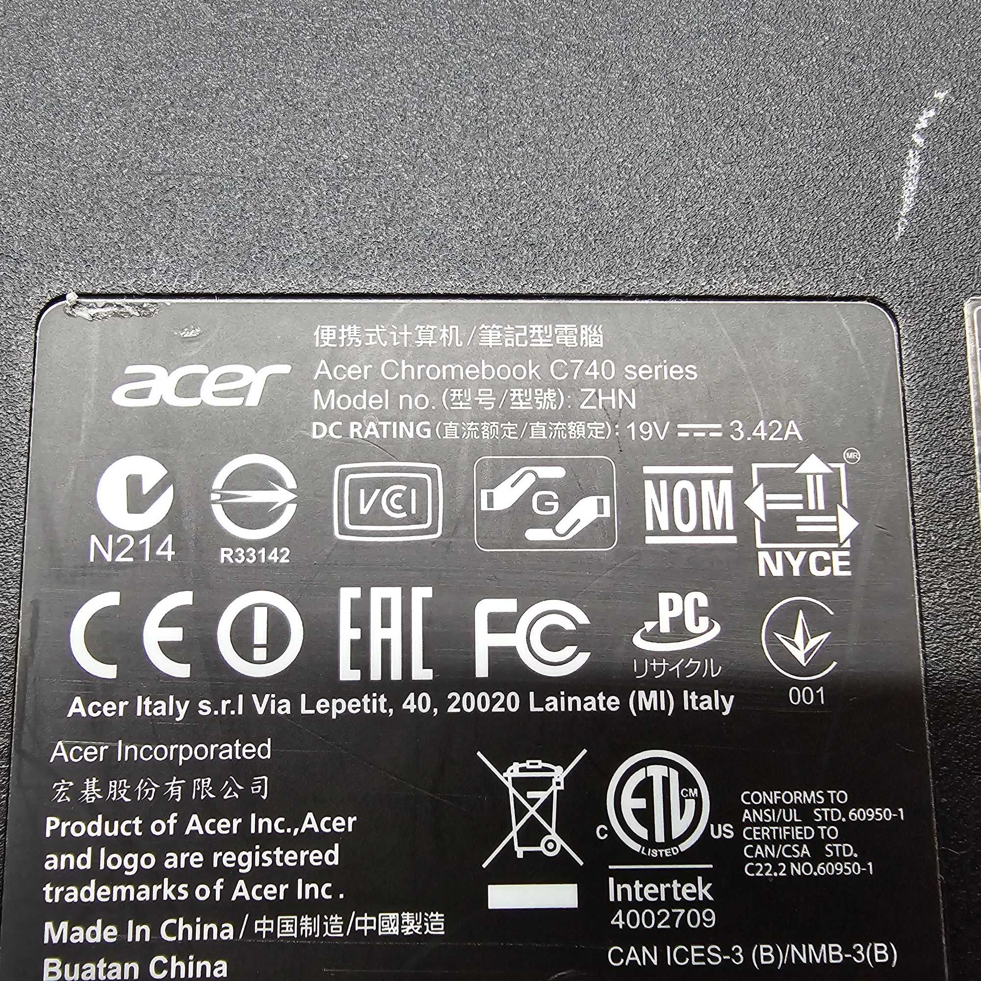 Laptop Acer CHROMEBOOK C740 Intel